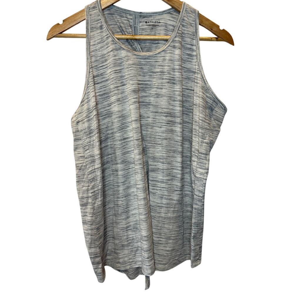 Athleta Heather Grey Tank L Womens Racerback Split Back Casual Low Cut